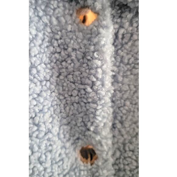 Soft Surroundings Contesse Long Sleeve Faux Sherpa Coat Carolina Blue Medium - Picture 7 of 11